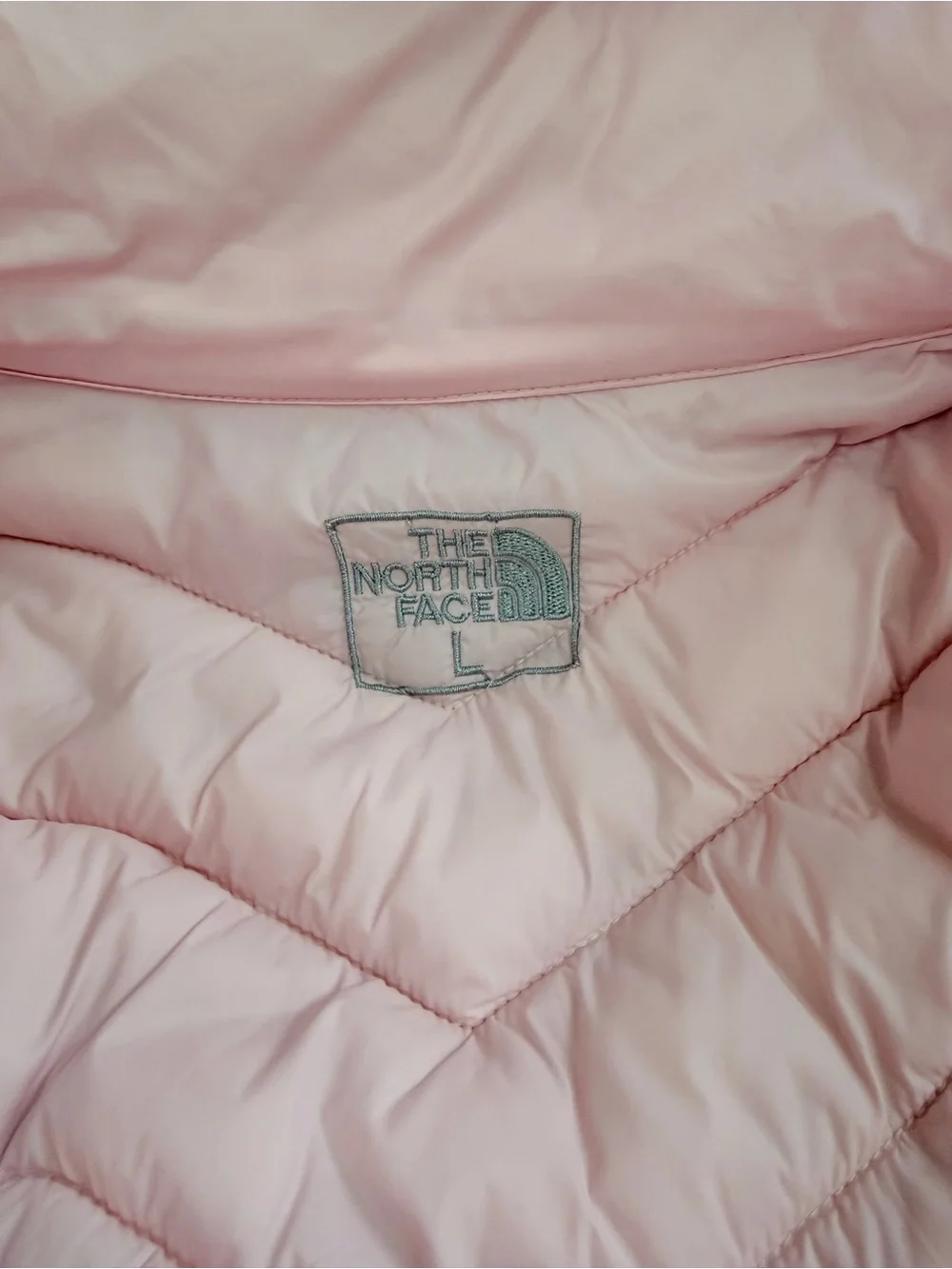 The North Face Girls' Pale Pink Hooded Puffer Jacket Coat Size L